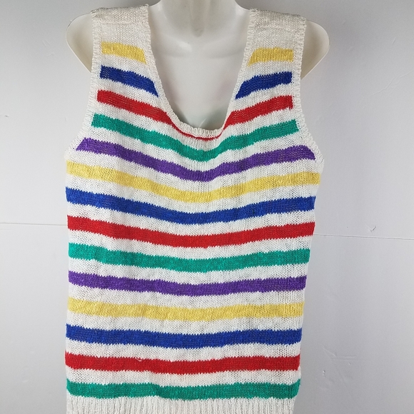 ESSEX FUNCTION TANK TOP STRIPED RAINBOW SZ L - Picture 4 of 8